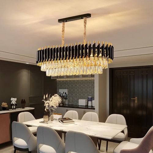 lustre en cristal luxueux avec éclairage led pour intérieur