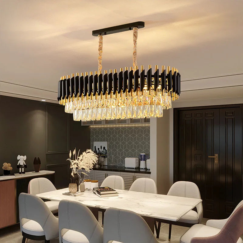 lustre en cristal luxueux avec éclairage led pour intérieur