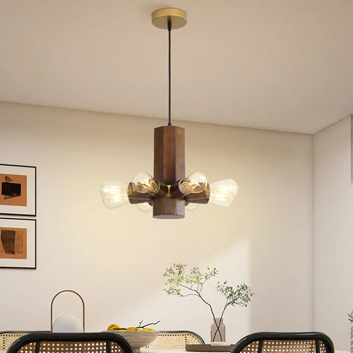 Nordische Pendelleuchte aus Holz für elegante Inneneinrichtung - vue 2 sur 11