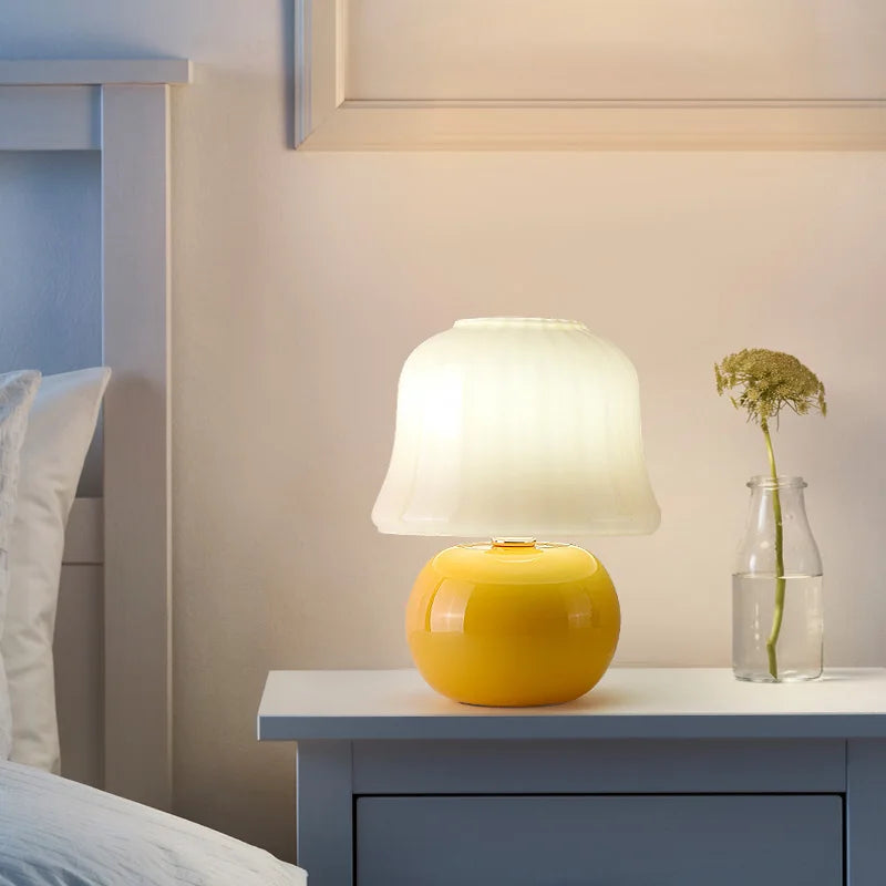 lampe de chevet en verre champignon faite à la main pour décoration chaleureuse - vue 5 sur 7
