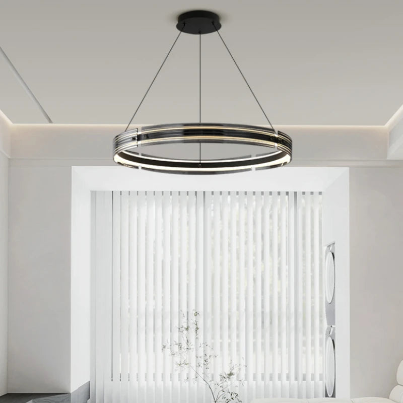 lustre circulaire en verre créatif pour un éclairage design - vue 5 sur 8