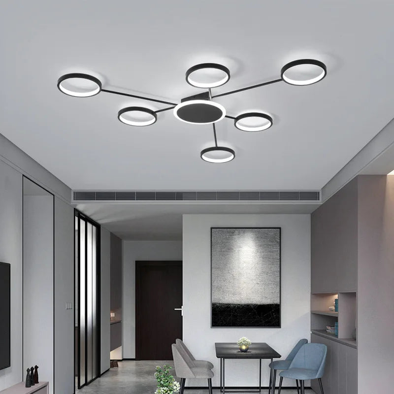 lustre led moderne design d'intérieur avec télécommande luminaire suspendu - vue 6 sur 9