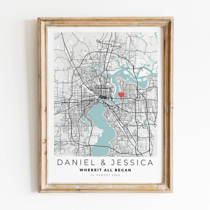 carte de ville personnalisée pour un cadeau romantique unique