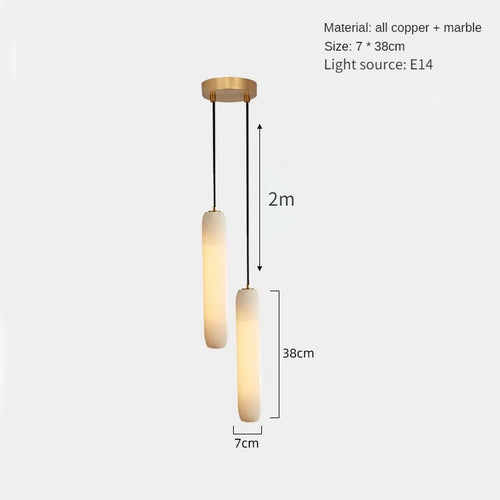 Moderner Kronleuchter aus Naturmarmor und Kupfer im minimalistischen Design für stilvolle Dekoration