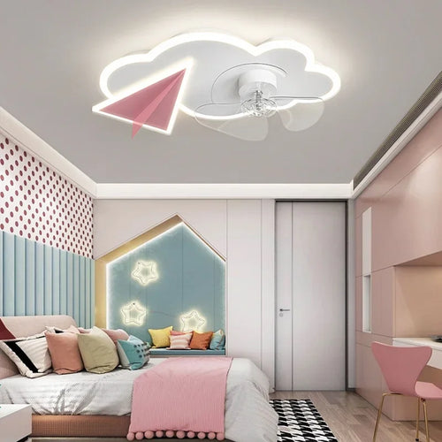 Deckenventilator mit Licht Flugzeug-Design und Fernbedienung für Kinder - vue 3 sur 8