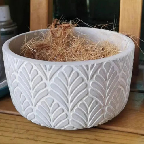 moule en silicone pour pot de fleurs béton motif feuilles