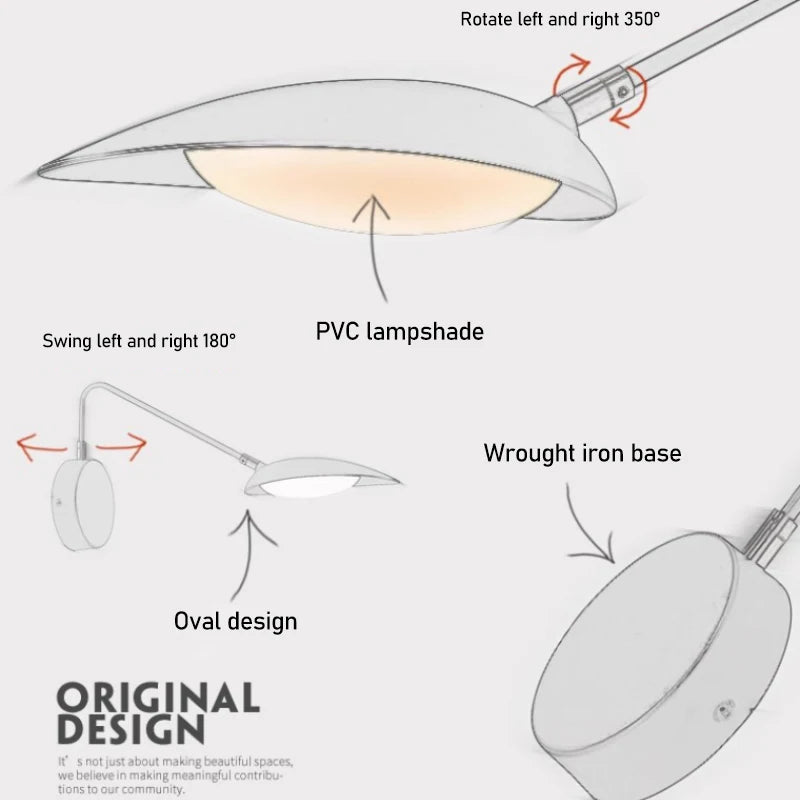 Moderne schwenkbare Wandleuchte für minimalistische Innenräume - vue 6 sur 8