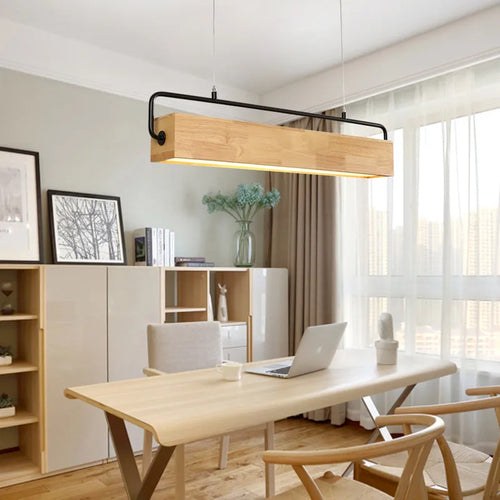 LED-Pendelleuchte aus japanischem Holz im modernen nordischen Stil - vue 3 sur 6