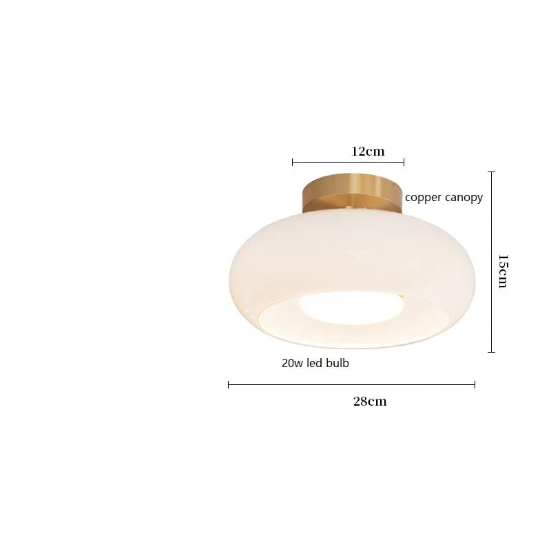 Bauhaus-Pendelleuchte aus Glas und goldfarbenem Metall mit LED - vue 16 sur 20