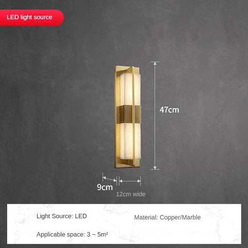 LED-Wandleuchte aus Kupfer mit spanischem Marmorstreifen - vue 11 sur 12