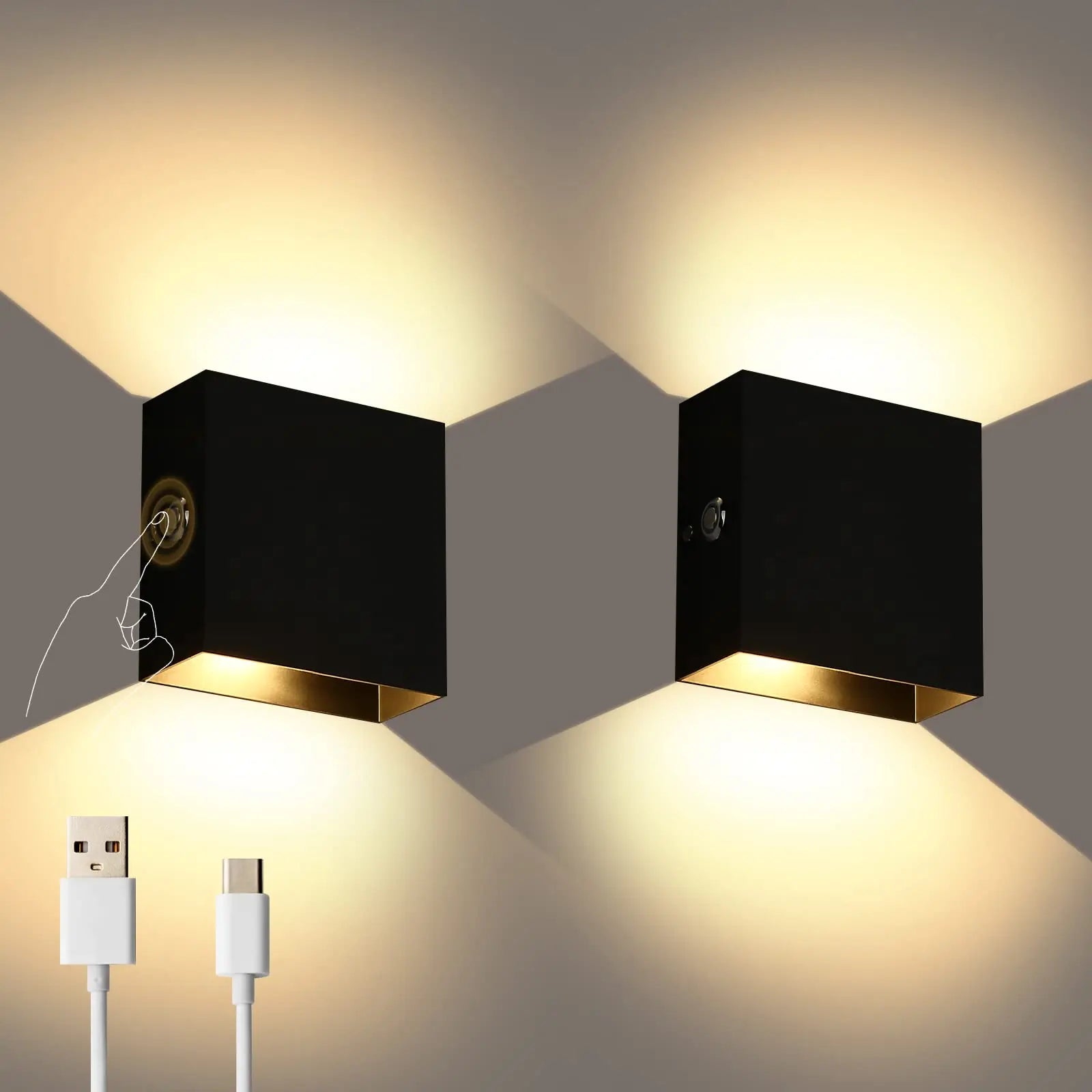 applique murale led rechargeable sans fil avec capteur humain usb - vue 2 sur 10