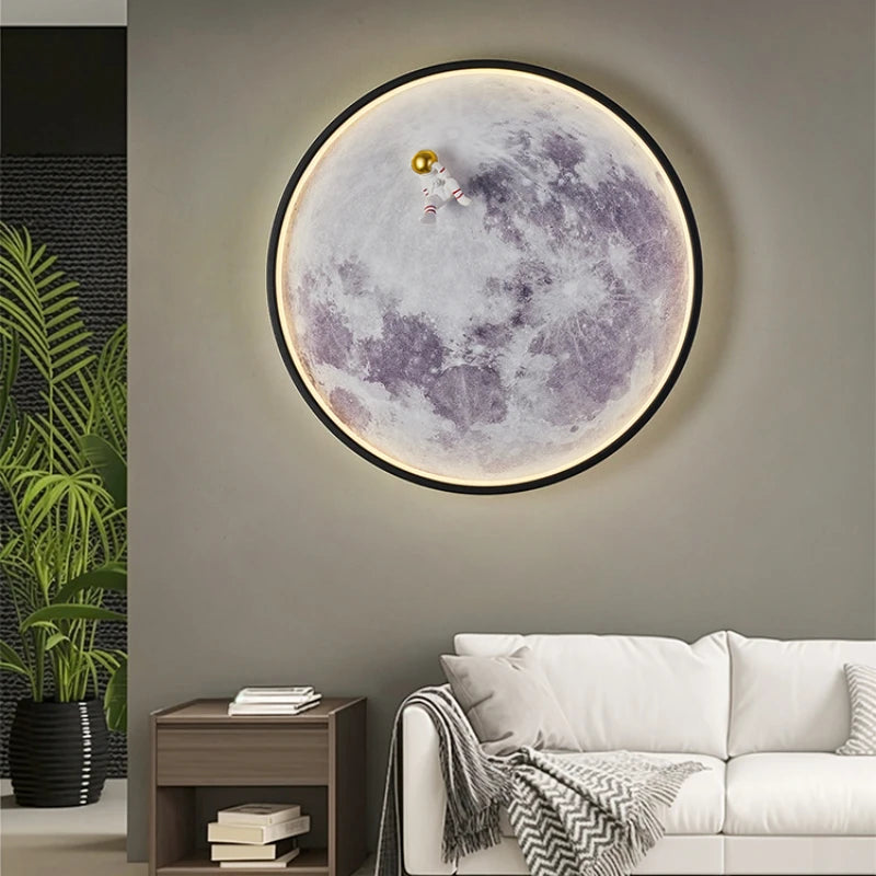 applique murale ronde lune moderne décorative pour intérieur et cadeau - vue 2 sur 8