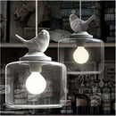 Moderne kreative LED-Pendelleuchte aus Glas mit Vogelmotiv