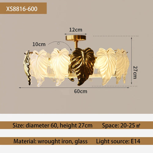 LED-Deckenleuchte im französischen Vintage-Design mit Glasblättern - vue 10 sur 9