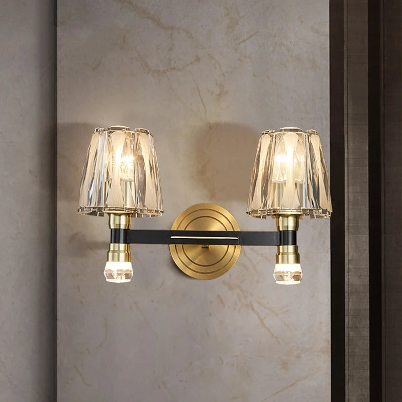 Applique murale de luxe américaine en cuivre et cristal - vue 5 sur 7