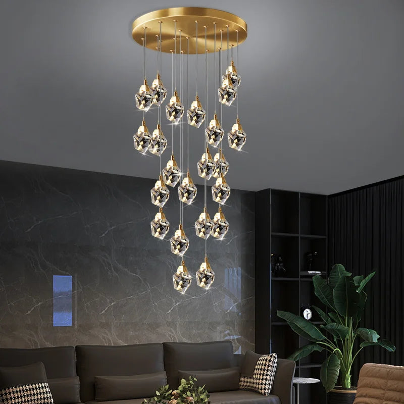 lustre en cristal suspendu pour un éclairage élégant et moderne - vue 5 sur 14