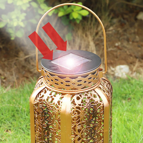 lampe solaire rétro en fer pour décoration extérieure - vue 4 sur 7
