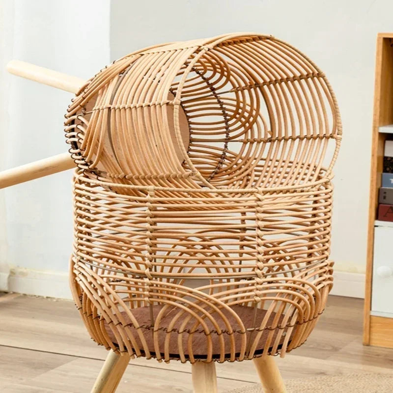 support de fleurs en rotin tissage nordique pratique et esthétique - vue 4 sur 9
