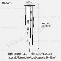 suspension led duplex luxe escalier lustre moderne hôtel éclairage