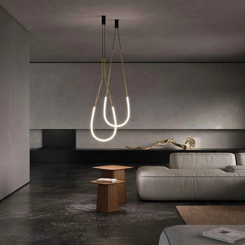 Lustre Art moderne Bar Comptoir Restaurant LED Simple Ligne Décor À La Maison - vue 4 sur 14