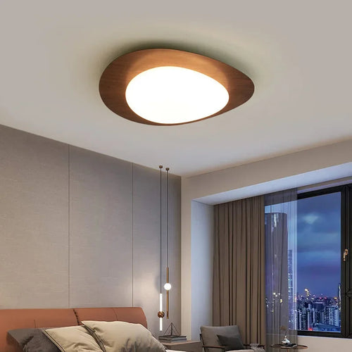 LED-Deckenleuchte aus nordischem Holz mit Acryl und Walnusskiesel - vue 5 sur 12