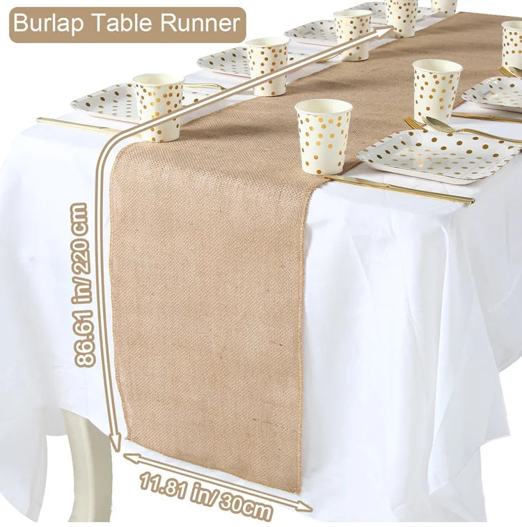 Chemin de table en lin style champetre rustique - vue 8 sur 11