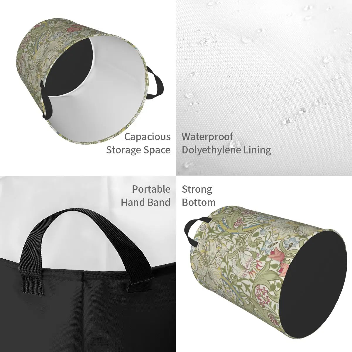 panier à linge pliable floral pour rangement jouets bébé - vue 11 sur 30