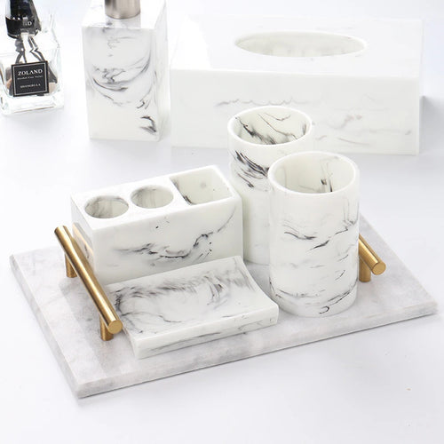 support brosse à dents créatif en résine marbrée multifonction