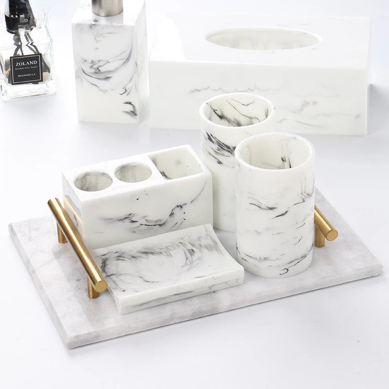 support brosse à dents créatif en résine marbrée multifonction - vue 4 sur 7
