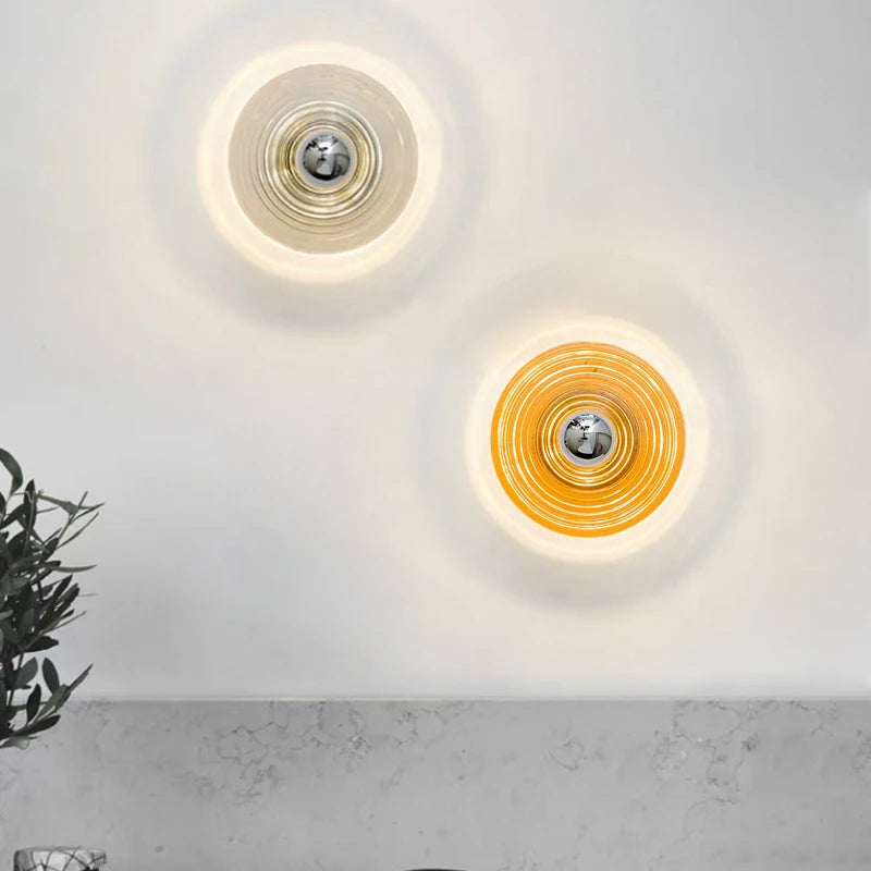 Applique murale led en verre ondulations d'eau décoration intérieure nordique - vue 5 sur 8