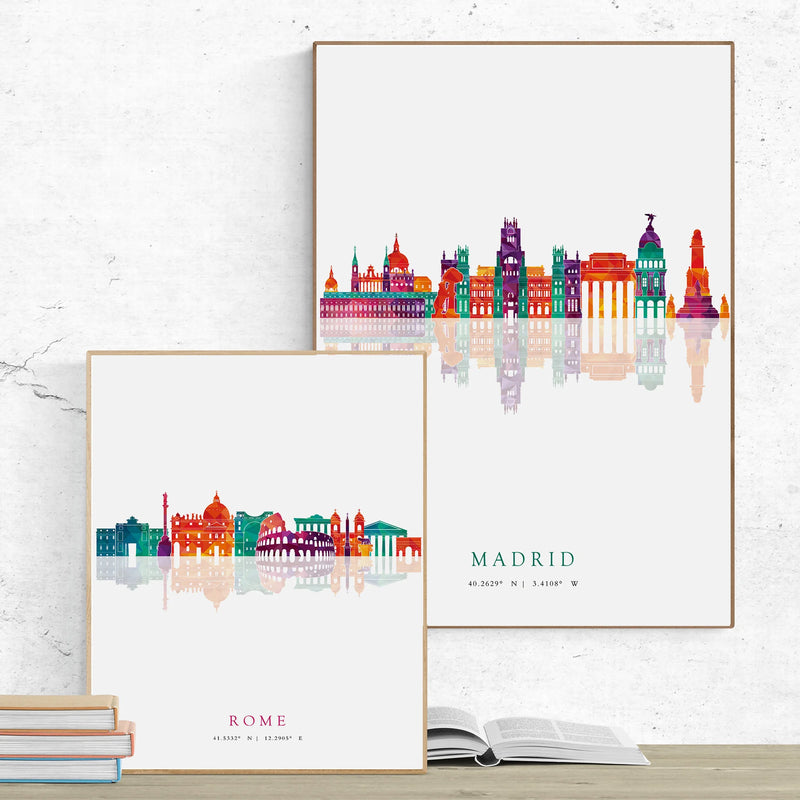 affiches skyline des villes art mural décoratif moderne