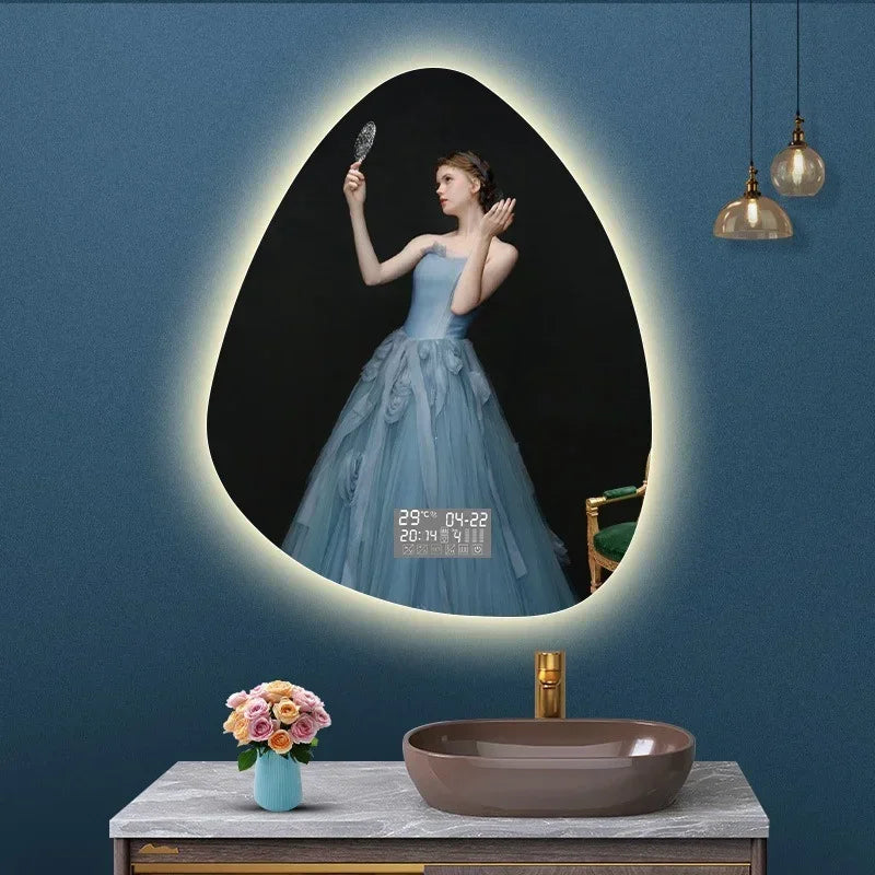 miroir vertical irrégulier avec lumière led et haut-parleur bluetooth - vue 6 sur 15