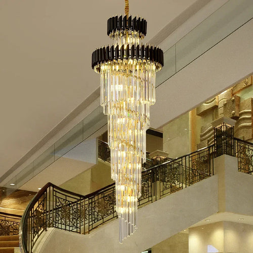 LED-Kronleuchter Spirale Luxus Kristall-Pendelleuchte für hohe Decken - vue 4 sur 8
