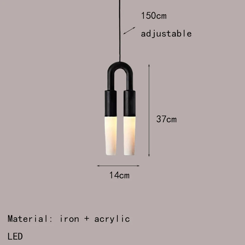suspension led en métal avec cordon réglable et acrylique