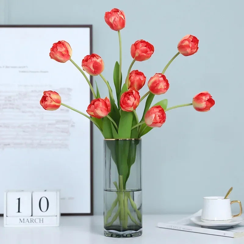 fleurs artificielles tulipes en soie décoratives pour toutes occasions - vue 2 sur 13