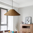 Konische Pendelleuchte aus Bambus-Rattan im Zen-Stil