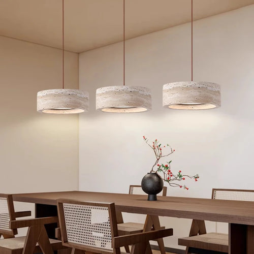 LED-Pendelleuchte im Wabi-Sabi-Stil aus Stein für die Inneneinrichtung - vue 2 sur 8