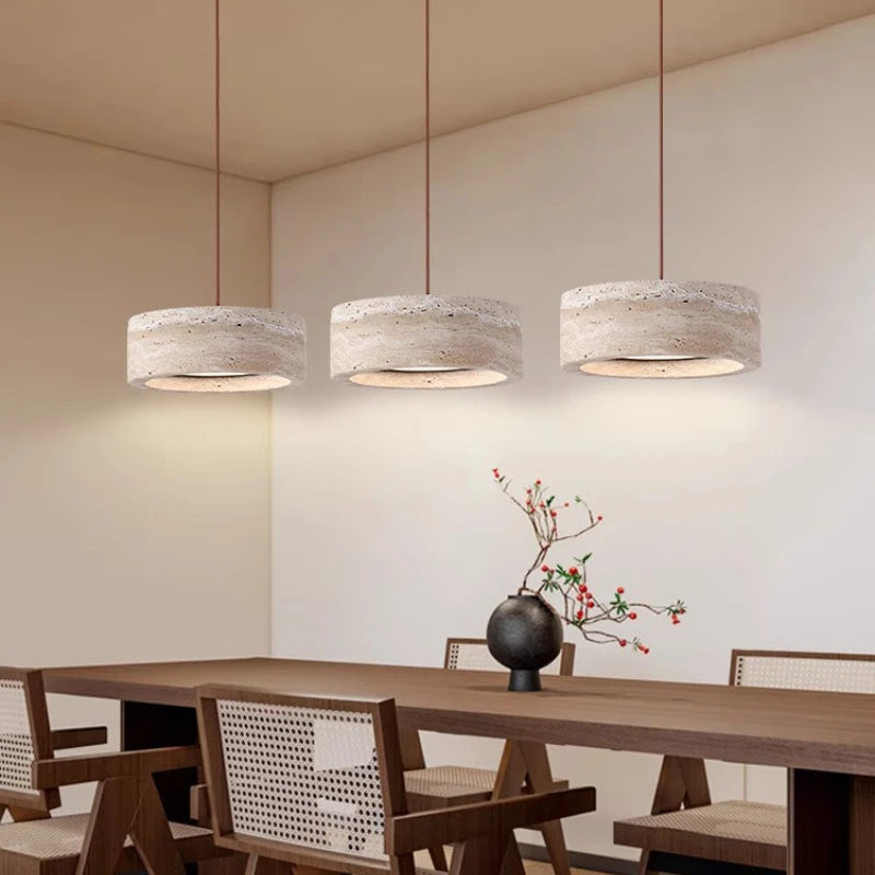 LED-Pendelleuchte im Wabi-Sabi-Stil aus Stein für die Inneneinrichtung - vue 2 sur 8