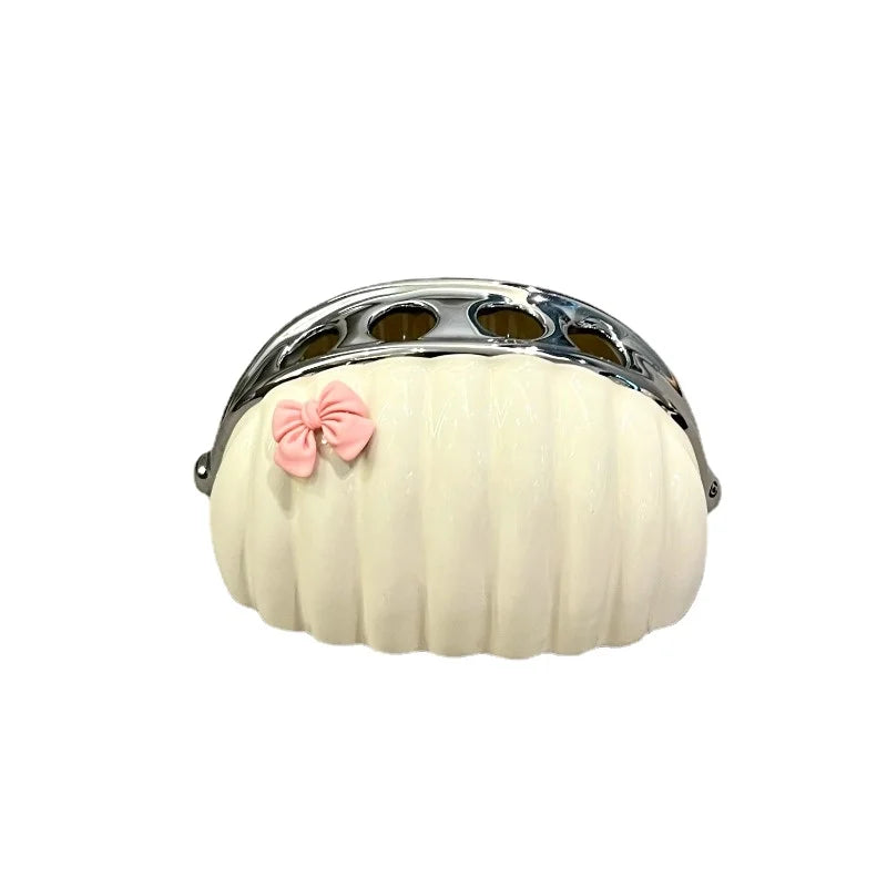 Nordic Ceramic Emulsion Bottle, Elegant Bag-Shaped Shampoo Dispenser, Exquisite Soap Bottle, Bathroom Accessories - vue 6 sur 9