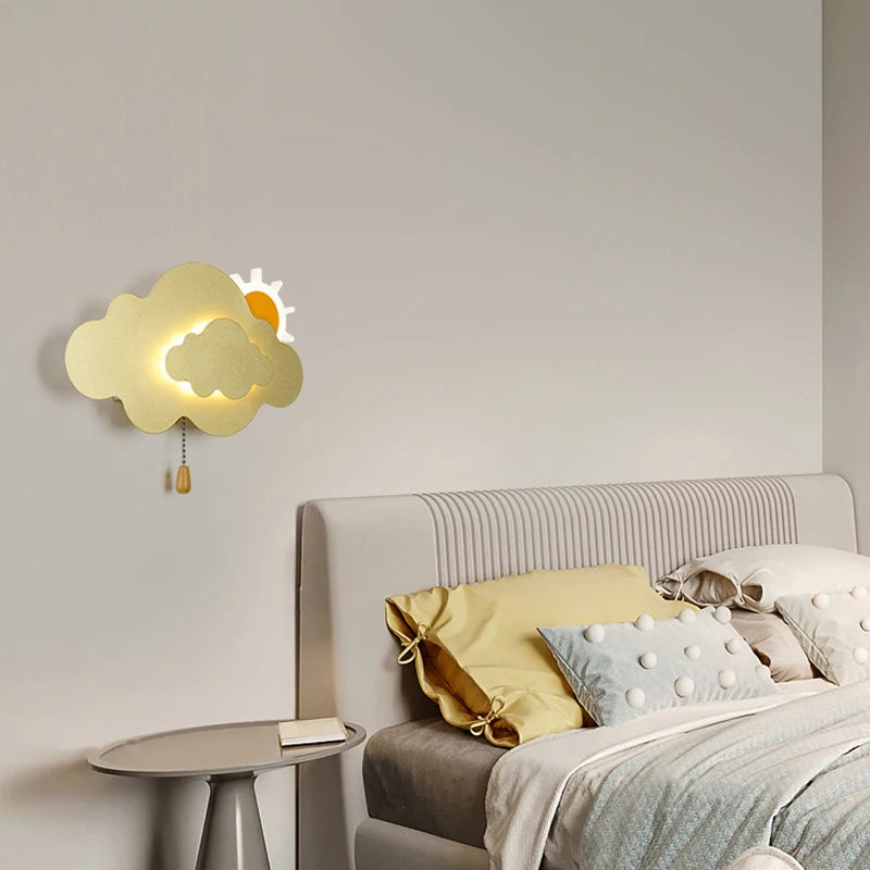 Moderne Wandleuchte in Wolkenform für das Kinderzimmer – Minimalistische Nachttischlampe - vue 4 sur 9
