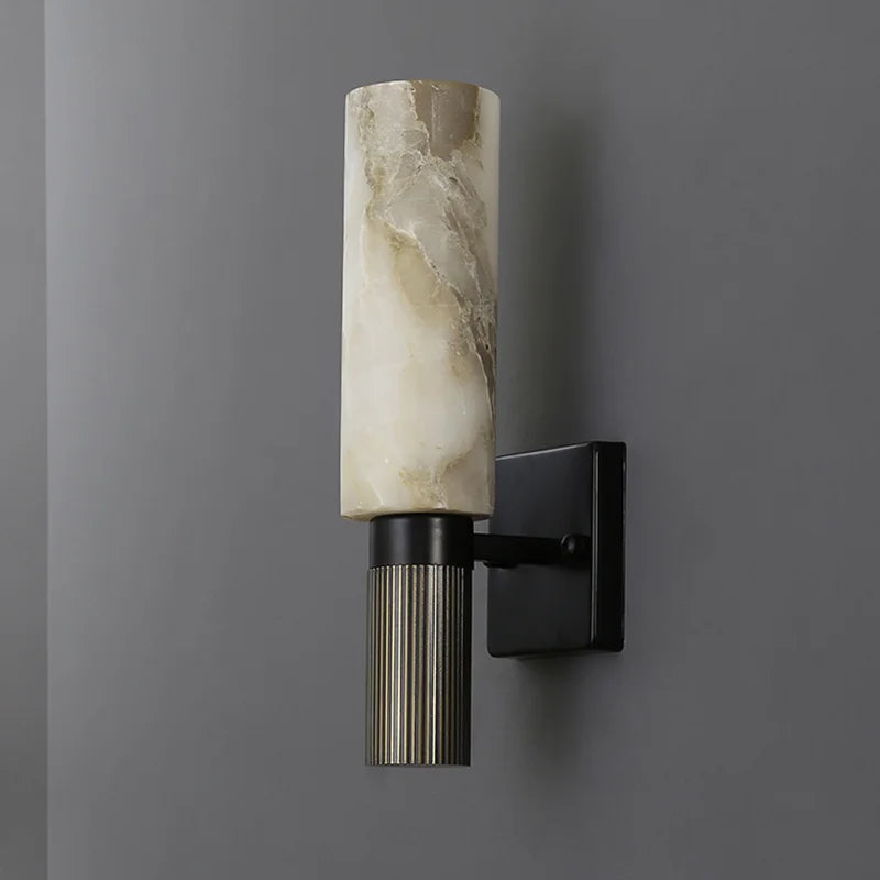 applique murale en pierre naturelle albâtre cuivre et marbre luxe - vue 2 sur 6