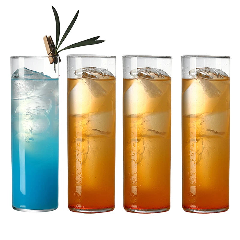 Lot 4 verres collins cristal leger motif strie