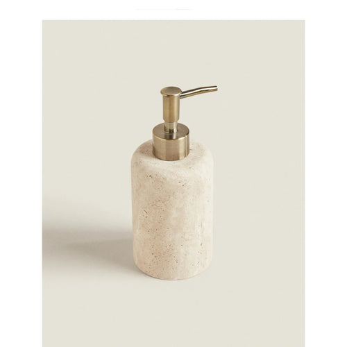 Wholesale Customized Natural Yellow Travertine Marble Stone Refillable Bathroom Liquid Dispenser, Lotions Soap Container - vue 4 sur 8