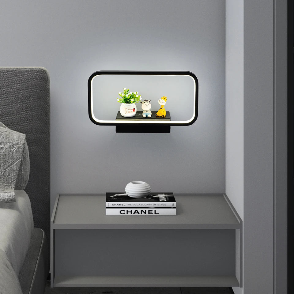 applique murale moderne tactile avec variateur et charge usb sans fil - vue 2 sur 10