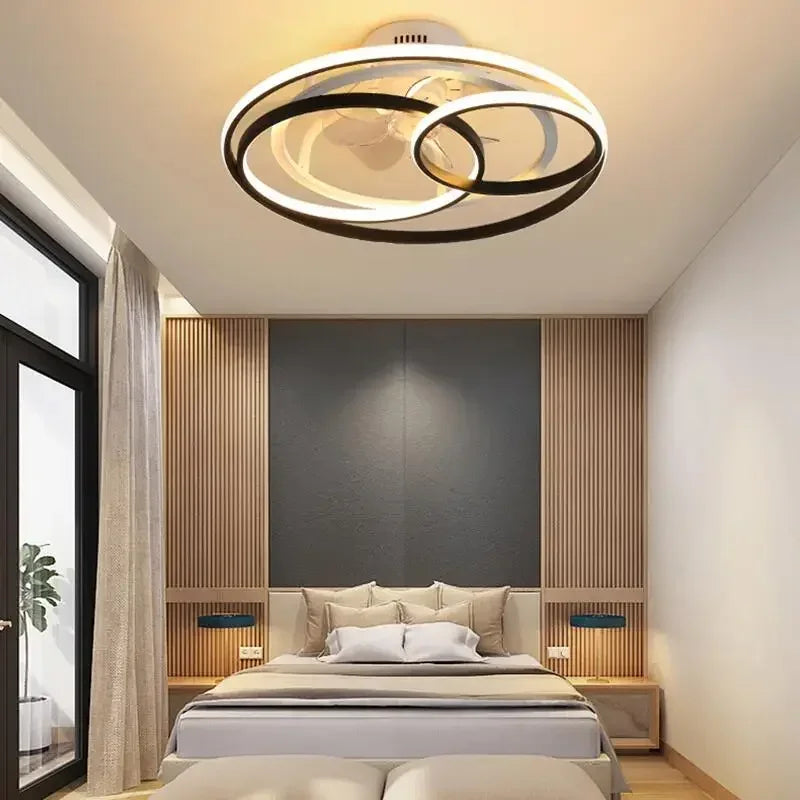 plafonnier led nordique pour ventilateur avec télécommande et lumière - vue 2 sur 6
