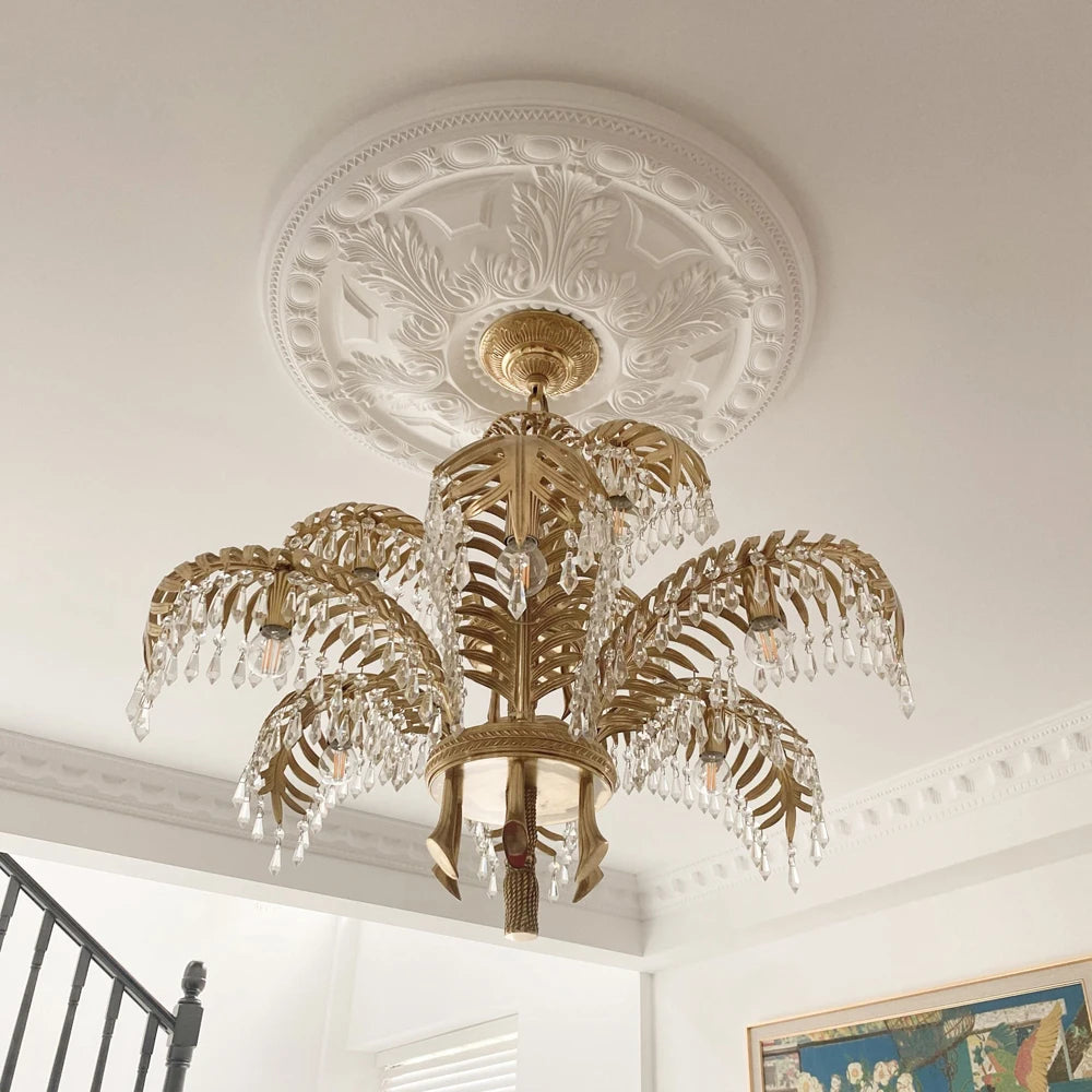 lustre en cuivre avec cristal pour décoration élégante et rétro - vue 5 sur 11