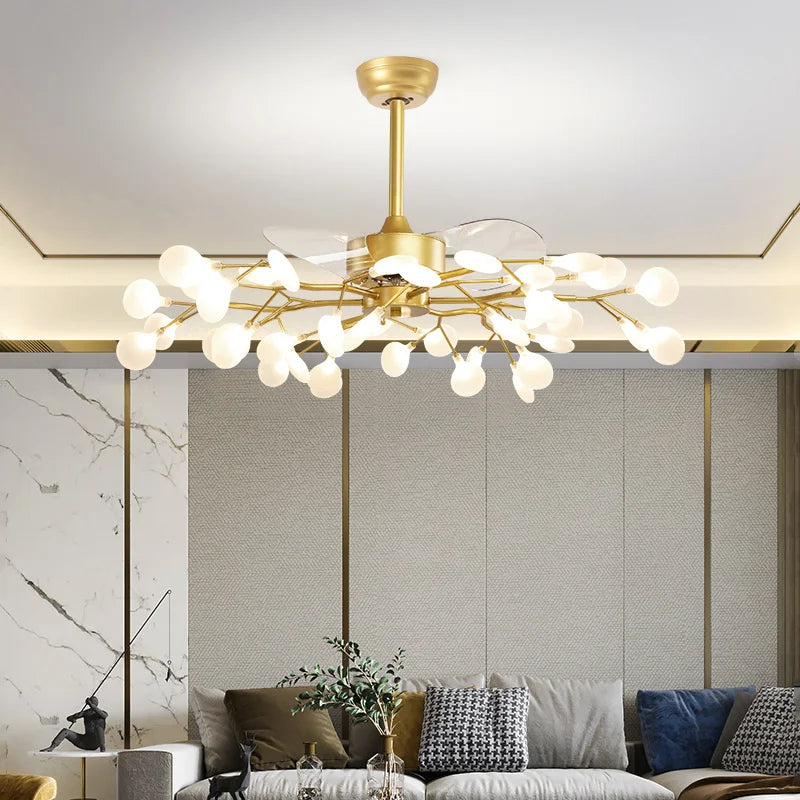 Moderner Deckenventilator mit LED-Beleuchtung – Kreative Pendelleuchte - vue 6 sur 18