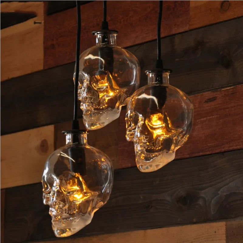 suspension loft américain rétro avec lampe crâne en bouteille de vin led - vue 7 sur 10