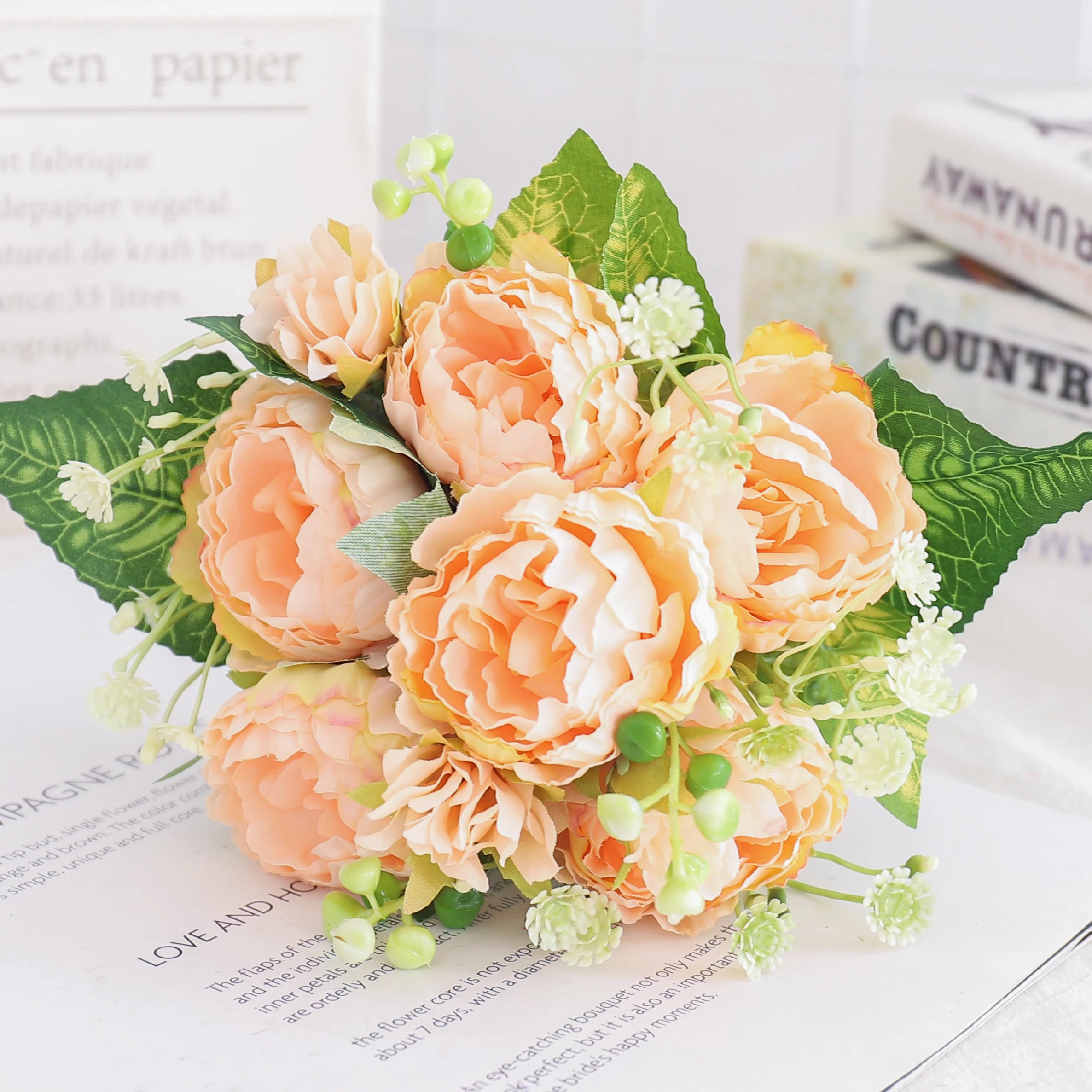 fleurs artificielles soie pivoine hortensia décoration mariage bouquet - vue 25 sur 40