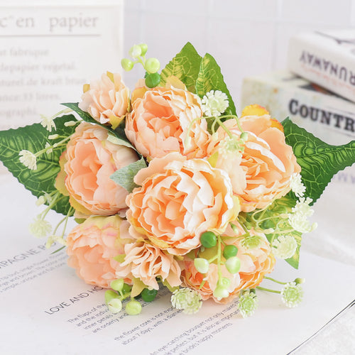 fleurs artificielles soie pivoine hortensia décoration mariage bouquet